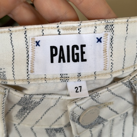 NWOT Paige White Nori Pinstripe Verdugo Ankle Stretch TRANSCEND Skinny Jeans - Picture 13 of 16